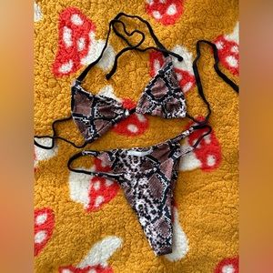 Silky Snake Print String Bikini 2 Piece • size extra small
